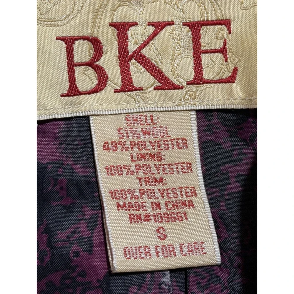 BKE Buckle Coat Women's Sz S Wool Blend Plaid Double Breast Lined Front Pockets‎
